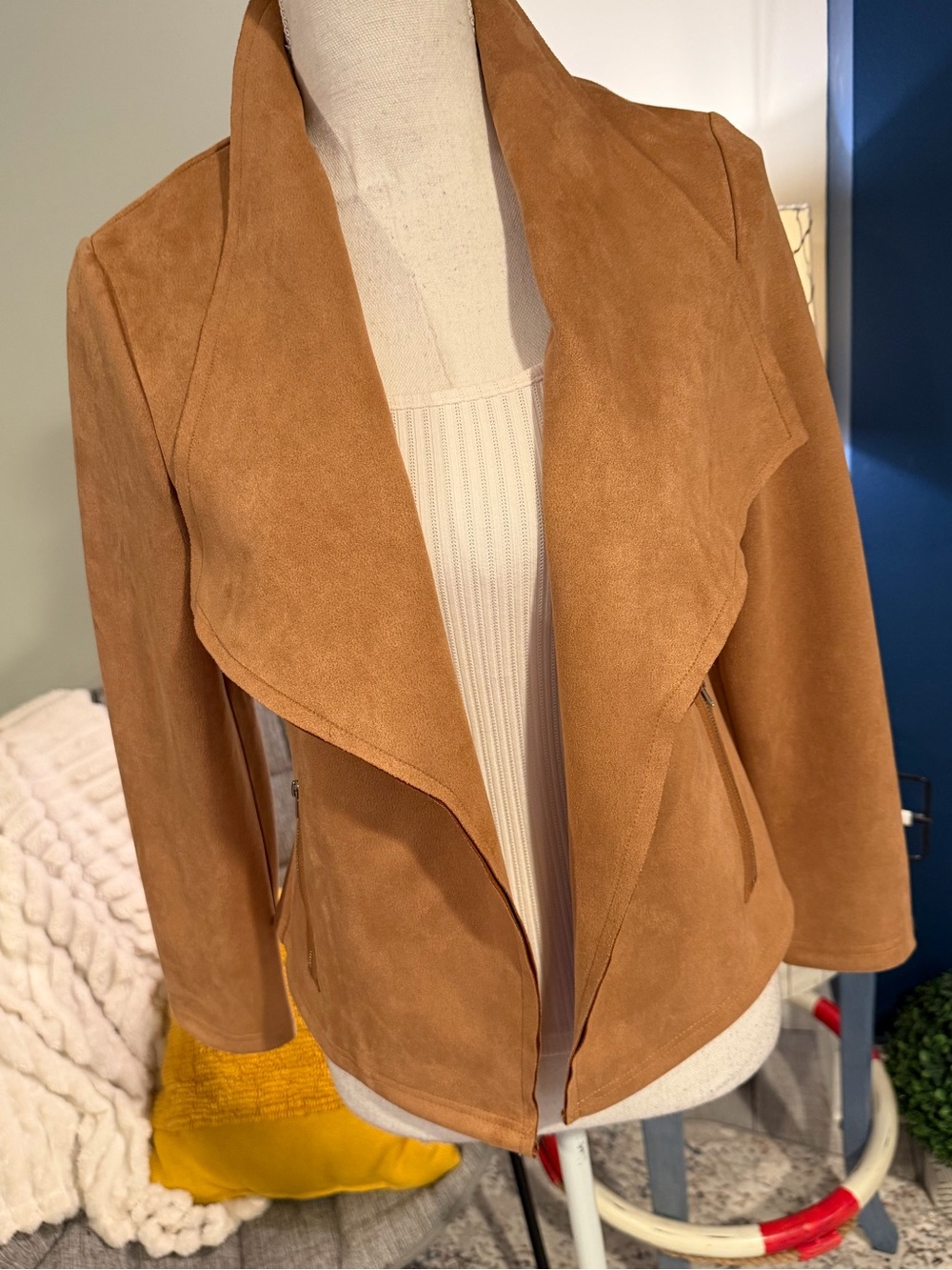PrettyGarden Chic Camel Faux Suede Jacket S NWT